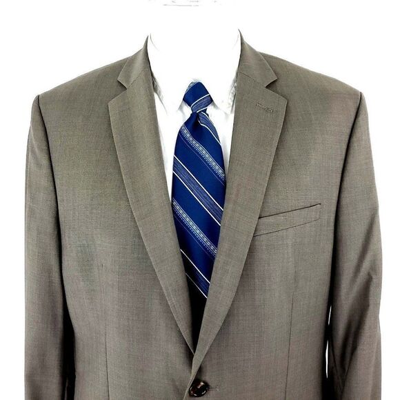 Joseph Abboud Wool 2 Button Blazer‎ 40R Beige Birdseye - Picture 1 of 10